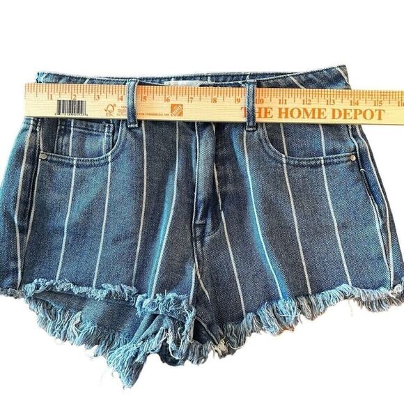 Pacsun Denim Women's Striped Festival Shorts Mini Sz. 26, 90's Cutoff #A1159 - Picture 1 of 10